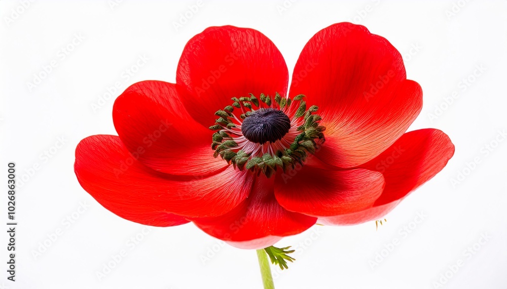 Anemone red on white background isolated. Beautiful flower. Anemone red on white background isolated. Beautiful flower.