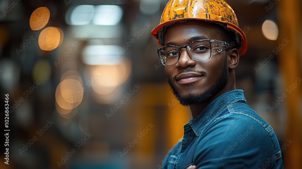 An engineer stands confidently in a factory, representing young professionals in technological fields. An engineer stands confidently in a factory, representing young professionals in technological fields.