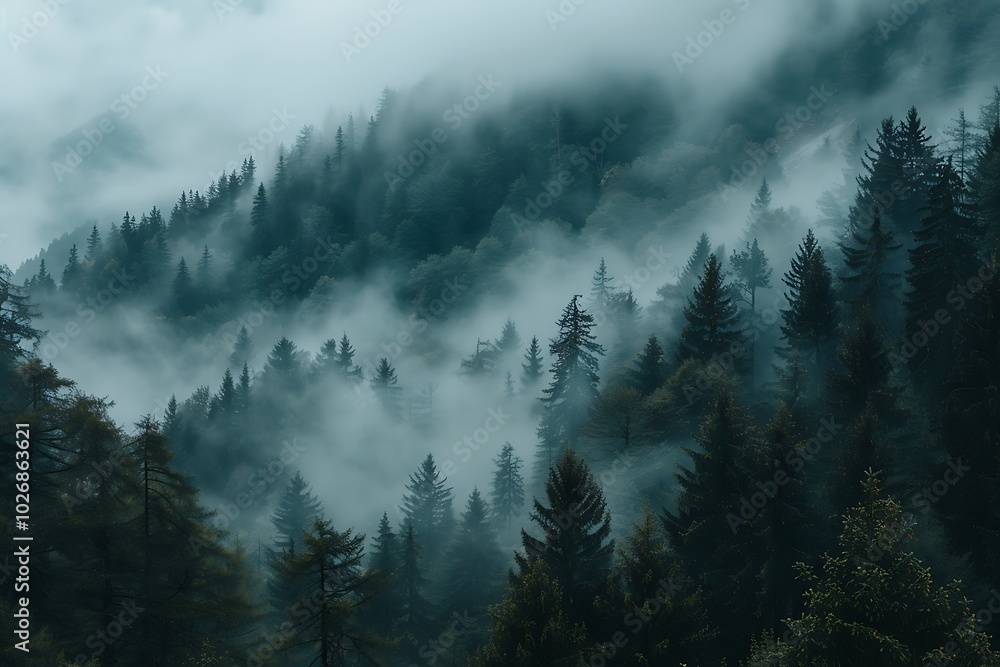 View of the forest from the mountain. View of the forest from the mountain.