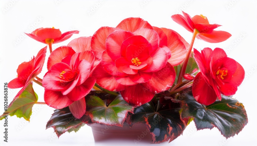 Begonia red on white background isolated. Beautiful flower. Begonia red on white background isolated. Beautiful flower.