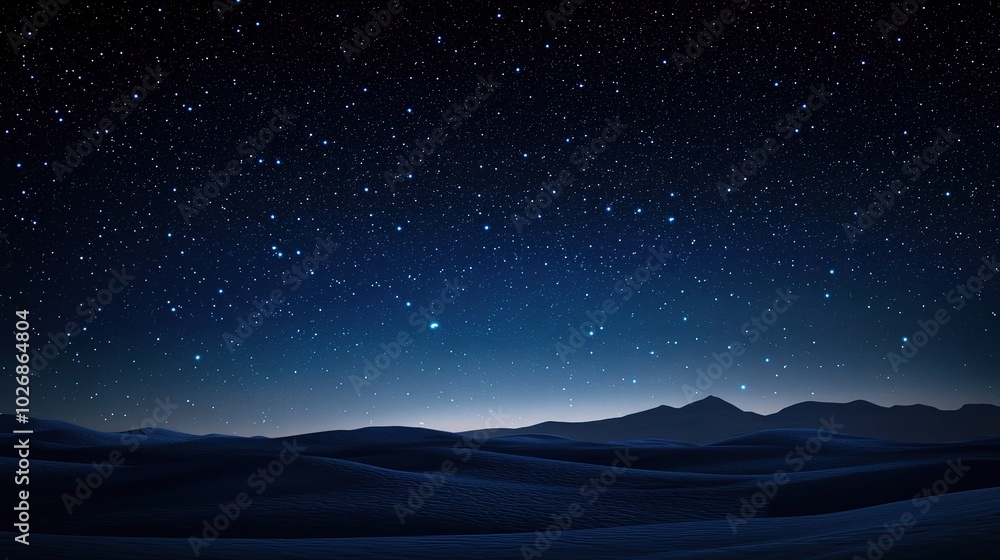 Fototapeta premium Starry Night Over Serene Desert Landscape