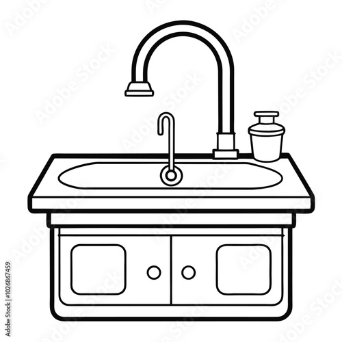 silhouette Bathroom sink tap icon. Kitchen sink symbol. Washbasin sign in vector flat style.