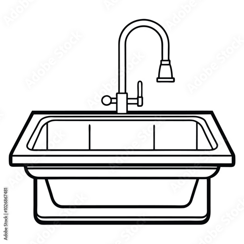 silhouette Bathroom sink tap icon. Kitchen sink symbol. Washbasin sign in vector flat style.