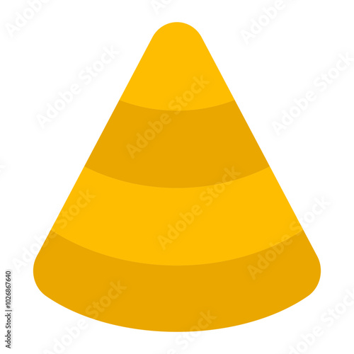 A vibrant yellow traffic cone symbolizing safety, commonly used to divert traffic and ensure pedestrian security in various settings.