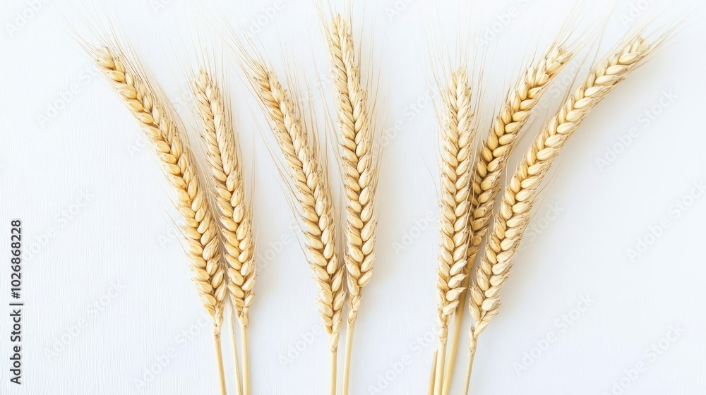 Golden Wheat Ears on a Light Background Generative AI Golden Wheat Ears on a Light Background Generative AI