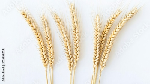 Golden Wheat Ears on a Light Background Generative AI