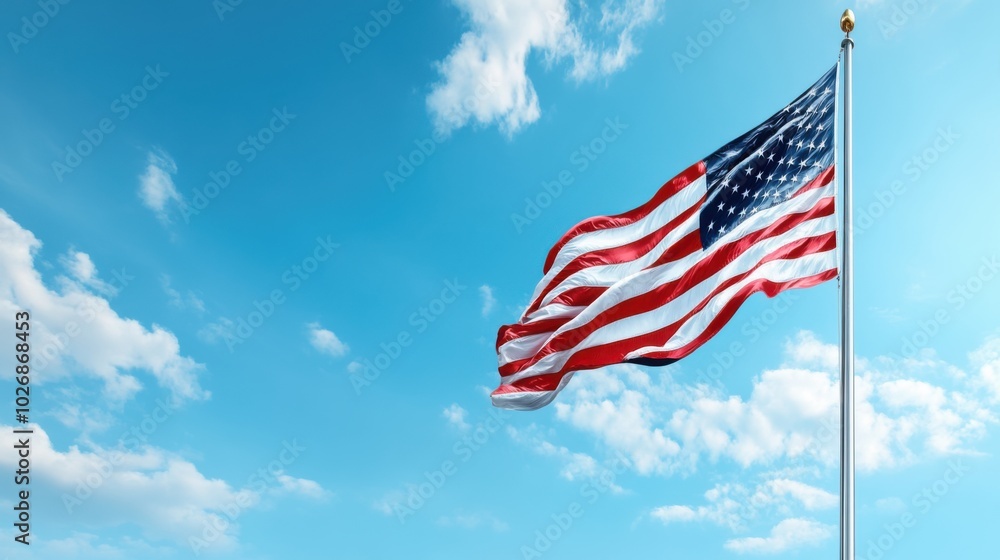 American Flag Against Clear Blue Sky American Flag Against Clear Blue Sky