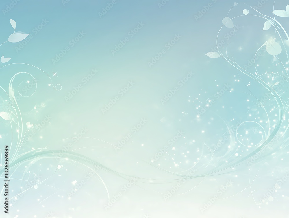 Abstract background with soft blue and white floral design and sparkles. Abstract background with soft blue and white floral design and sparkles.