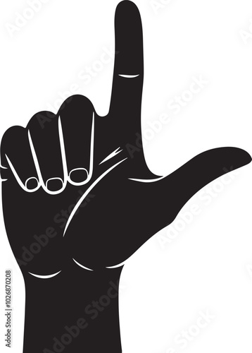 Loser sign hand gesture icon silhouette vector art illustration