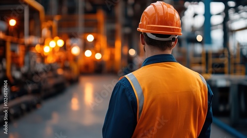 Worker in Safety Gear at Industrial Site