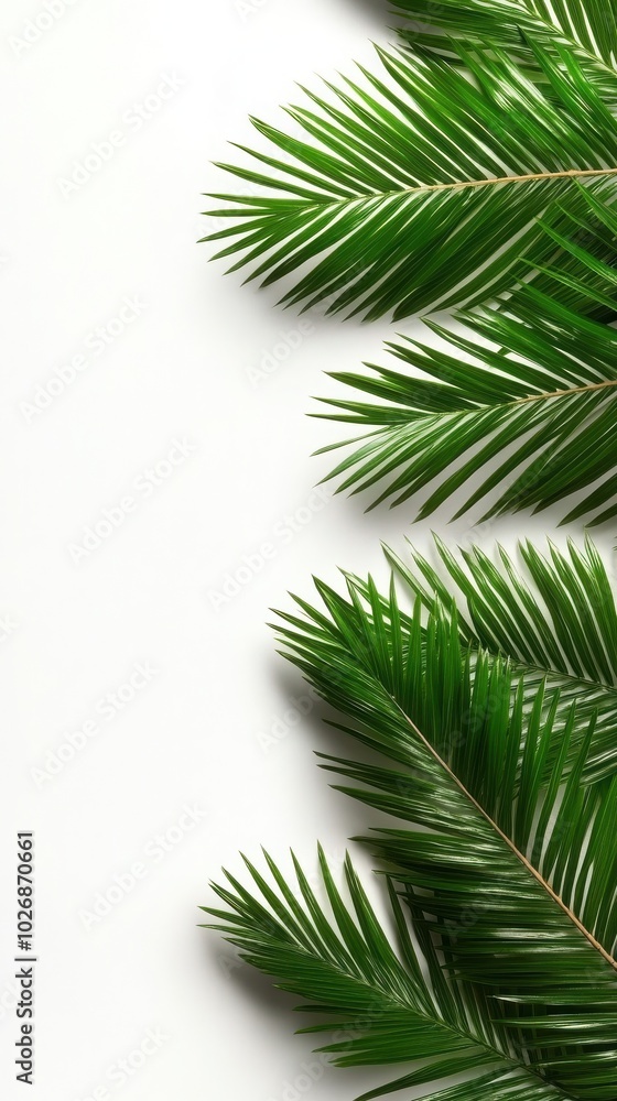 Minimalist Palm Leaves Arrangement on White Surface Minimalist Palm Leaves Arrangement on White Surface