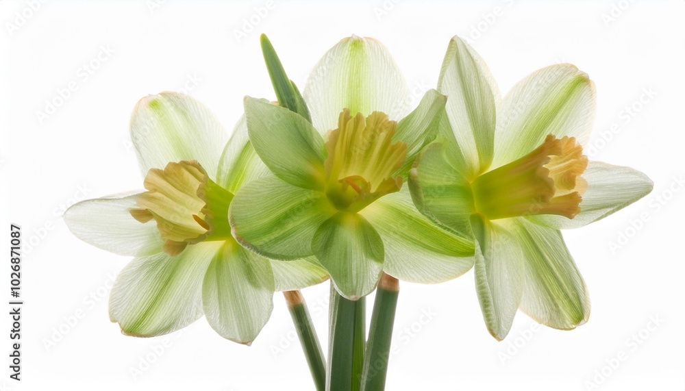 Daffodil green on white background isolated. Beautiful flower. Daffodil green on white background isolated. Beautiful flower.