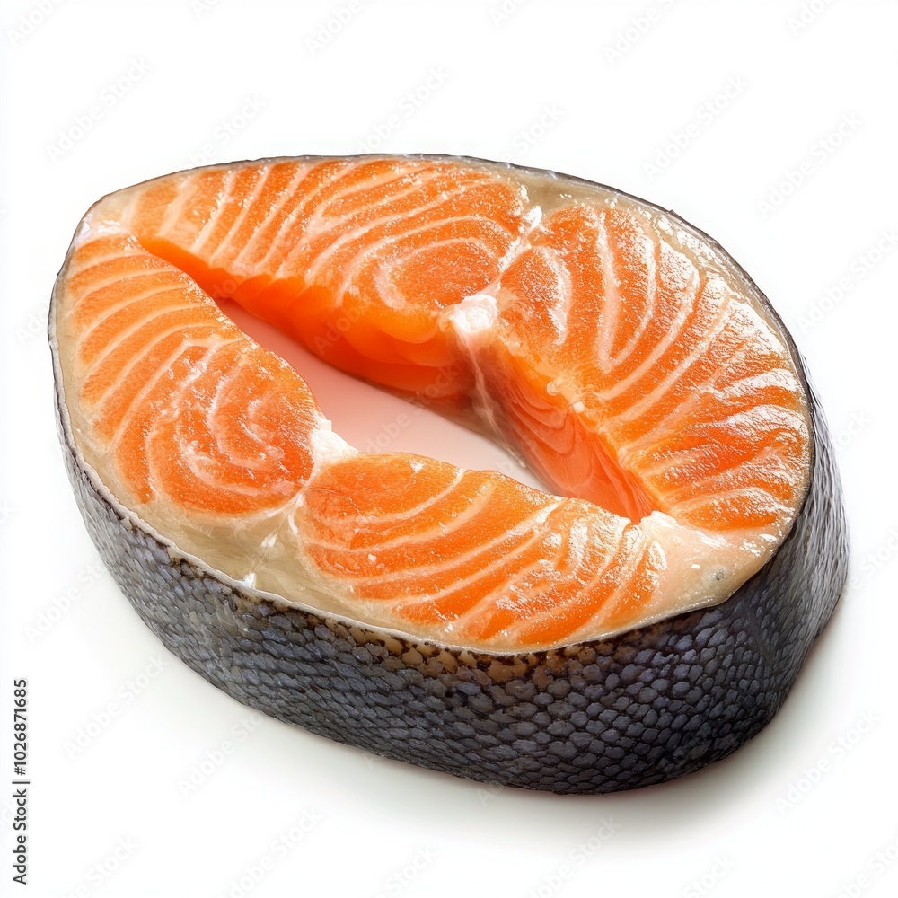salmon, trout, steak, slice of fresh raw fish, isolated on white background salmon, trout, steak, slice of fresh raw fish, isolated on white background