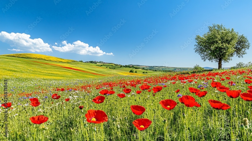 Poppy Field Landscape.