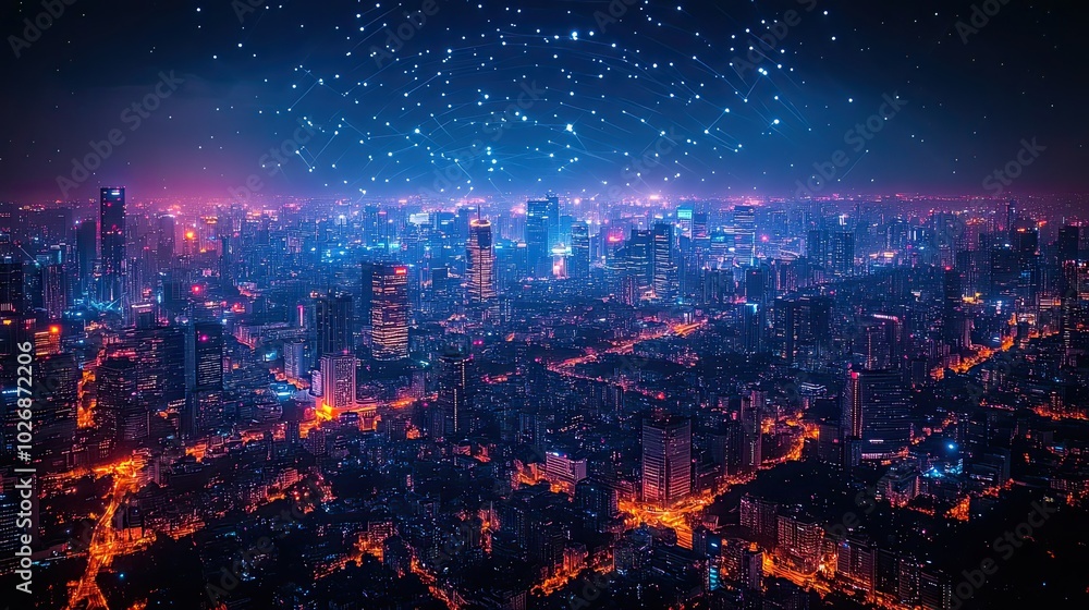 Obraz premium Future communication networks are evolving with wireless global internet and satellite solutions, enhancing connectivity and digital interactions.