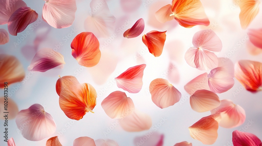 Colorful Flower Petals Floating in Light Colorful Flower Petals Floating in Light