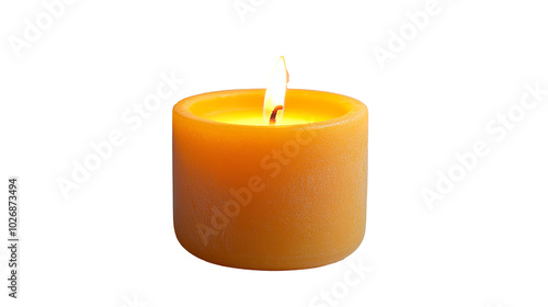 Simple candle with a warm flickering flame - A single