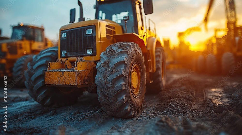 Heavy machinery operates at a construction site, symbolizing industrial technology concepts and advancements in engineering. Heavy machinery operates at a construction site, symbolizing industrial technology concepts and advancements in engineering.