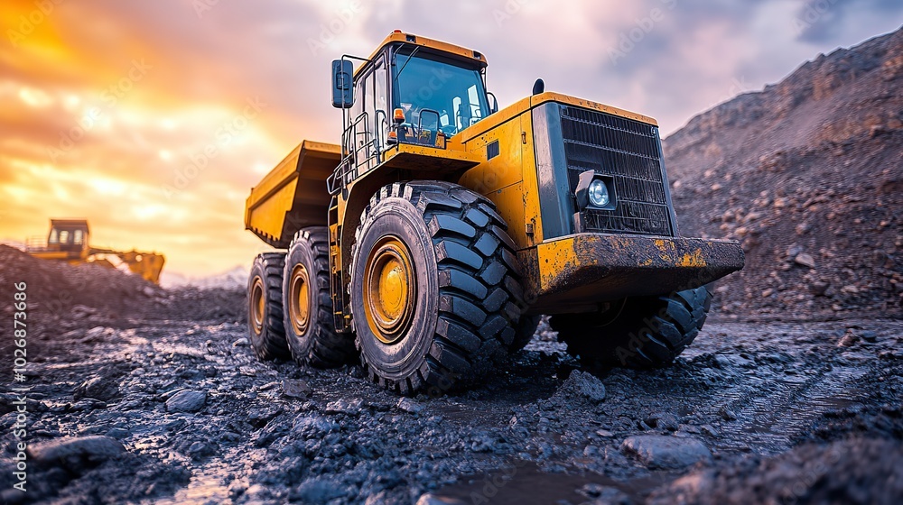 Heavy machinery operates at a construction site, symbolizing industrial technology concepts and advancements in engineering. Heavy machinery operates at a construction site, symbolizing industrial technology concepts and advancements in engineering.