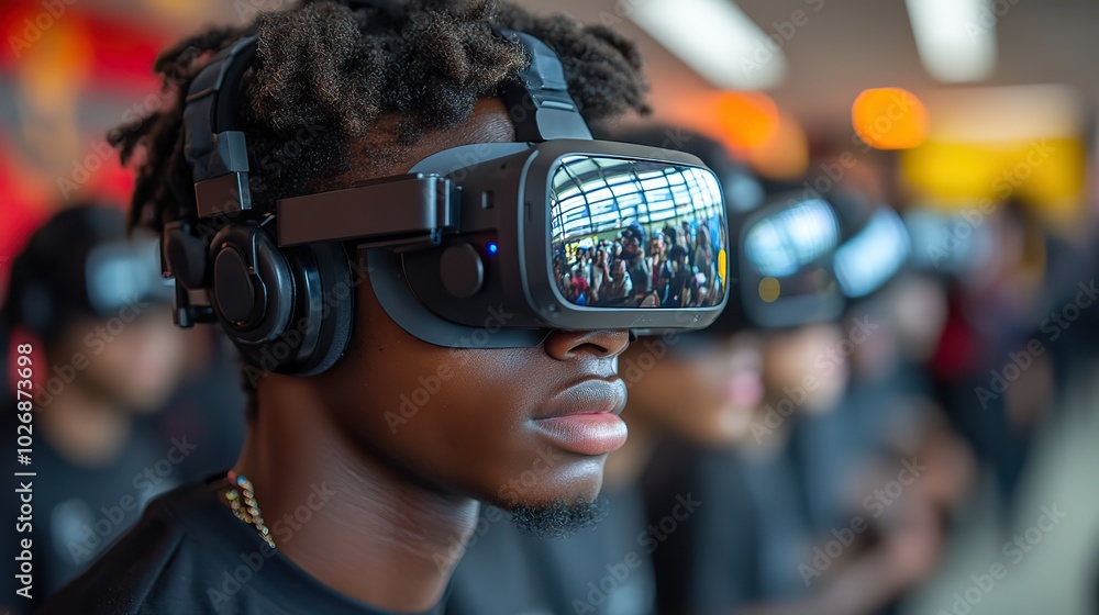 High school students engage with a VR headset in class, exploring immersive learning experiences through virtual reality technology. High school students engage with a VR headset in class, exploring immersive learning experiences through virtual reality technology.