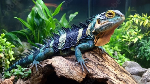 Blue Lizard on Branch. photo