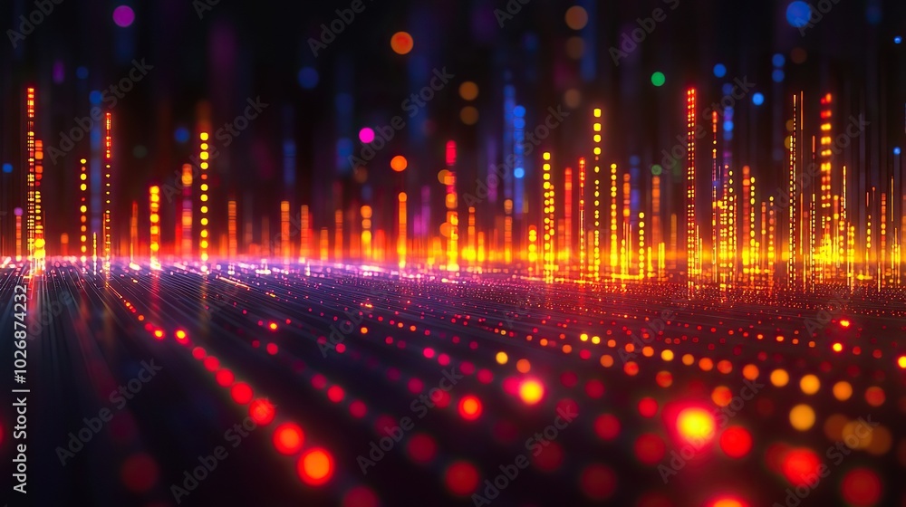 Illuminated graphs demonstrate growth trends in the technology sector, making them ideal for tech industry reports or investment analysis. Illuminated graphs demonstrate growth trends in the technology sector, making them ideal for tech industry reports or investment analysis.