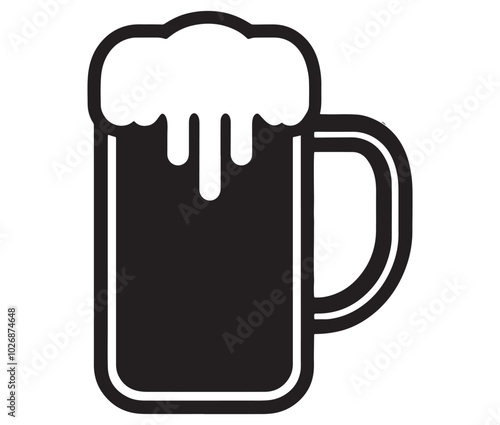 Beer mug icon, Beer mug silhouette, Elegant beer silhouette vector