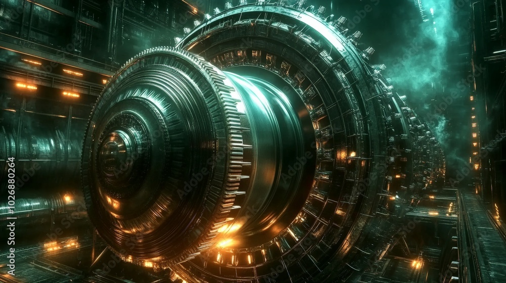 Futuristic Energy Generator in a Science Fiction Environment Futuristic Energy Generator in a Science Fiction Environment