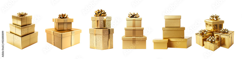 Obraz premium Premium gold presents gift box for elegant decorations design.package for holiday festive celebration