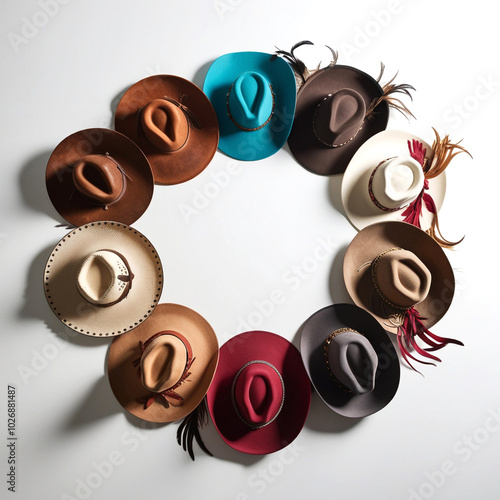 Classic Western Hat on White Background: Iconic Cowboy Style photo