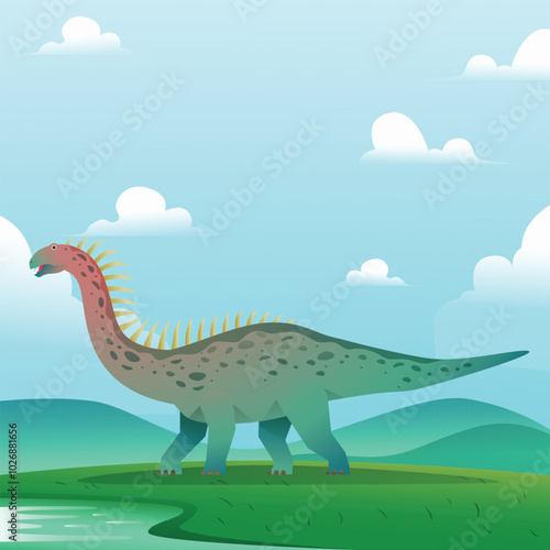 Sauropoda dinosaur gradient illustrations vector
