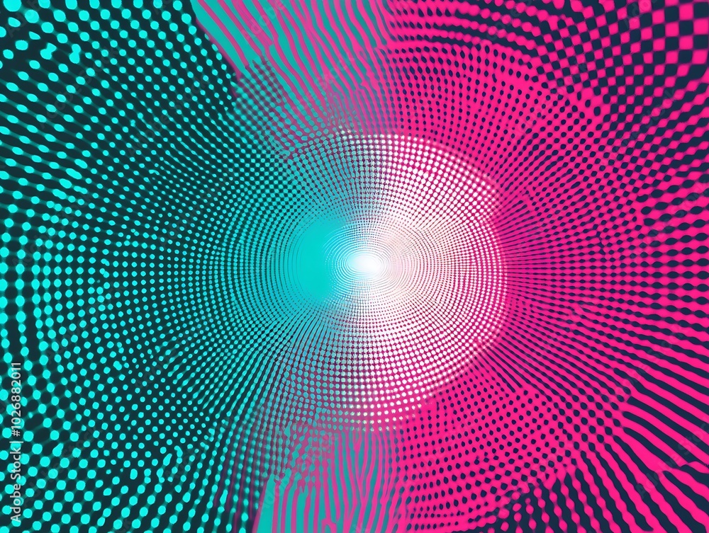 Abstract colorful tunnel with a bright white center.