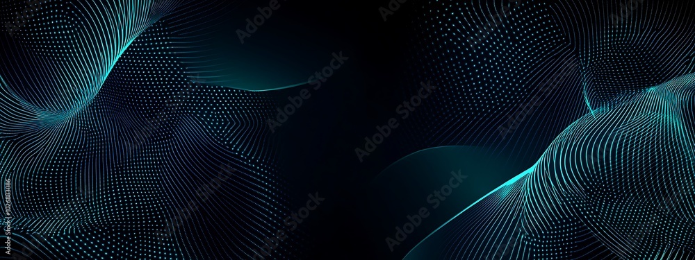 Abstract dark blue background with glowing lines and dots. Abstract dark blue background with glowing lines and dots.