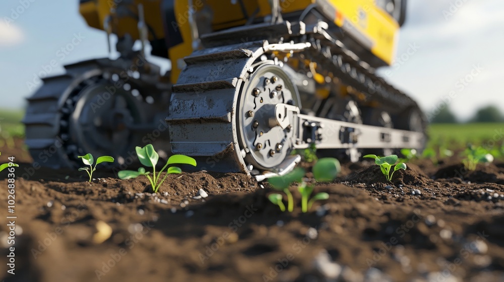 Planting the Seeds of Progress: A Tractor Cultivates the Land Planting the Seeds of Progress: A Tractor Cultivates the Land