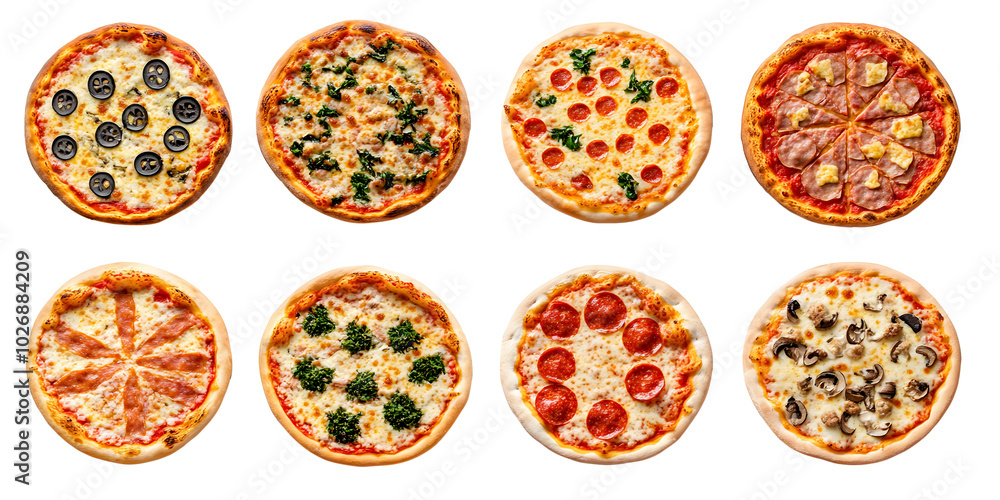 Set of pizza isolated on transparent background. PNG Set of pizza isolated on transparent background. PNG