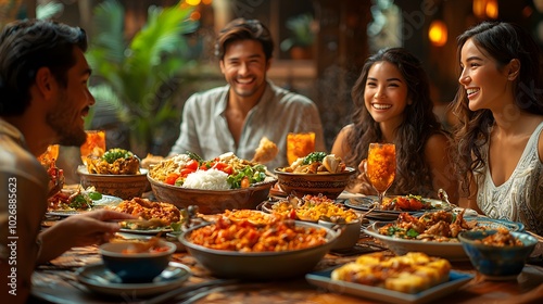 Lively Family Dinner Around a Round Table