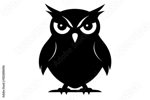 Minimal Owl bird silhouette | vector silhouette illustration on white background photo