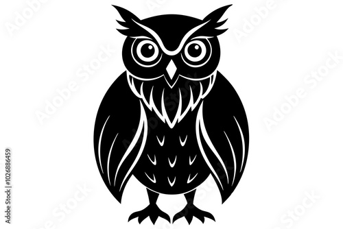 Minimal Owl bird silhouette | vector silhouette illustration on white background photo