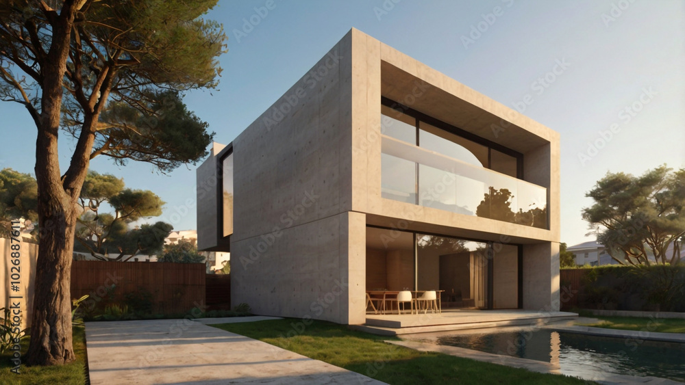 Fototapeta premium Modern Luxury Villa with Elegant Design and Stunning Exterior