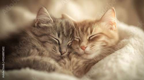 snuggled kitten warmth