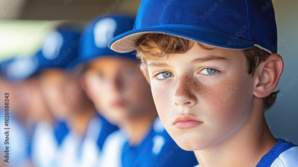 Young baseball players in a dugout, united by determination and enthusiasm, eagerly await their turn to shine.