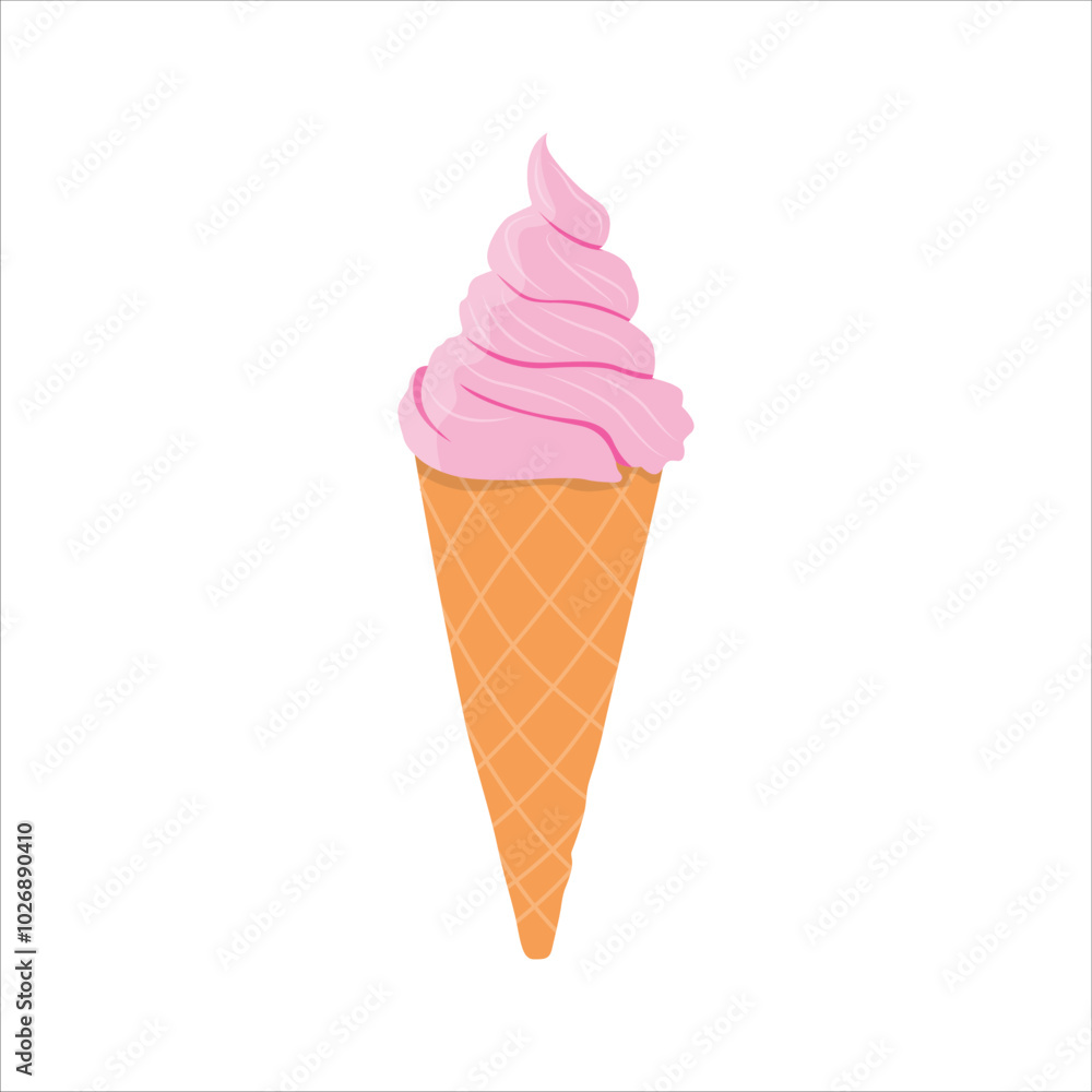 Vector illustration of cone ice cream in cartoon flat style. Colorful ice cream set.Tasty summer dessert.Ice-cream scoop and waffle cone with different toppings. Vector illustration of cone ice cream in cartoon flat style. Colorful ice cream set.Tasty summer dessert.Ice-cream scoop and waffle cone with different toppings.