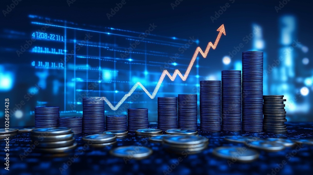 Realistic Graph Depicting Financial Growth with Arrows Realistic Graph Depicting Financial Growth with Arrows
