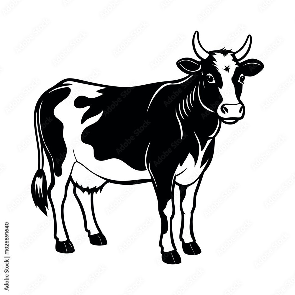silhouette of a cow. black and white cow vector illustration. silhouette of a cow. black and white cow vector illustration.