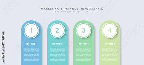 Vector infographics template design. 4 steps or options.