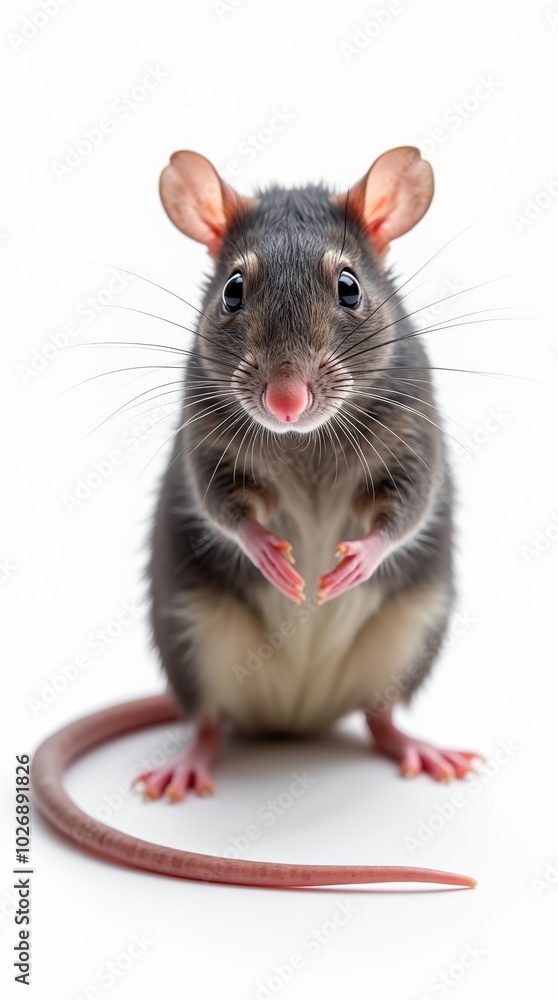 Hyperrealistic portrait of a rat on a clean white background Hyperrealistic portrait of a rat on a clean white background