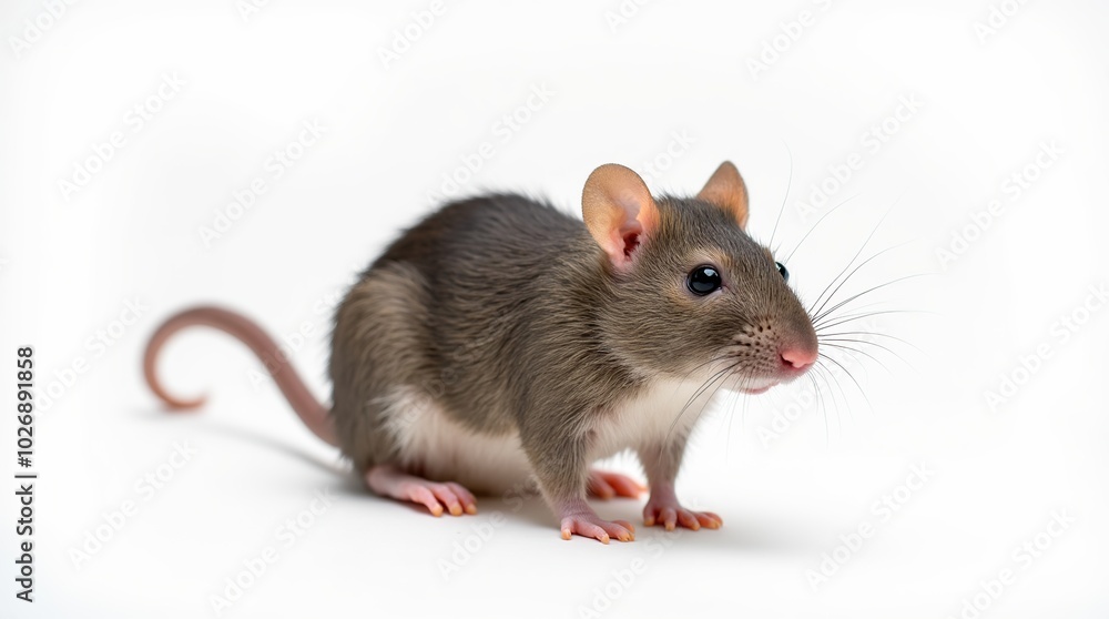 Cute rat in hyperrealistic style on a white background Cute rat in hyperrealistic style on a white background