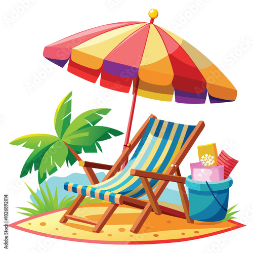 beach chairs and umbrella