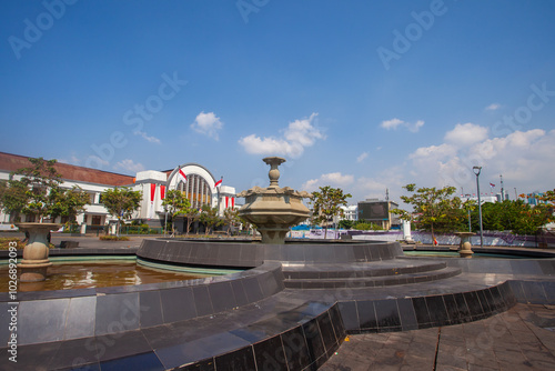 View of Kota train station, in Jakarta, Indonesia. One of the oldest train station in Jakarta. The station is located in the old city area, a popular tourist place. 