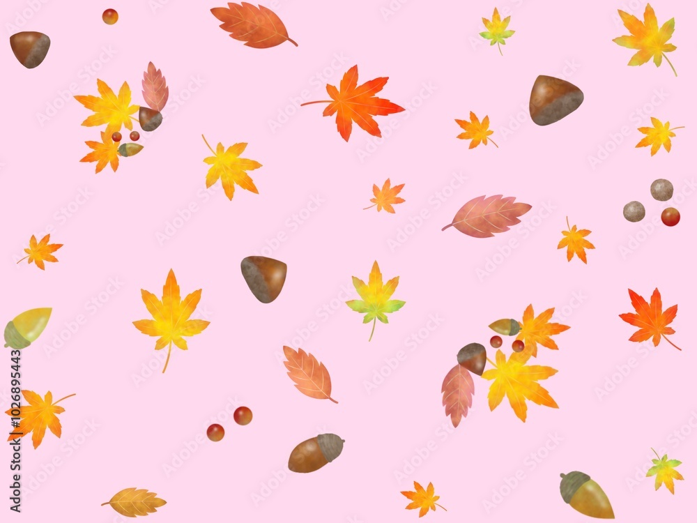 Obraz premium クリとモミジのシームレスパターン C-1